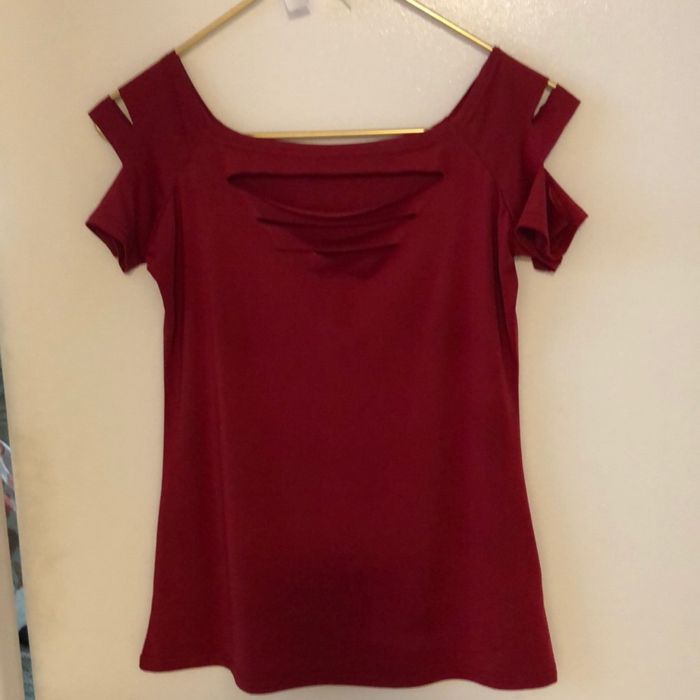 Sexy red nylon stretch top SM